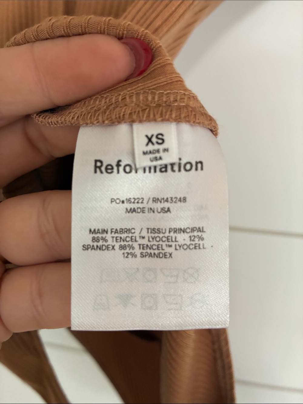 Reformation Rita Ribbed Bodysuit In Butterscotch Brown XS - Picture 4 of 5